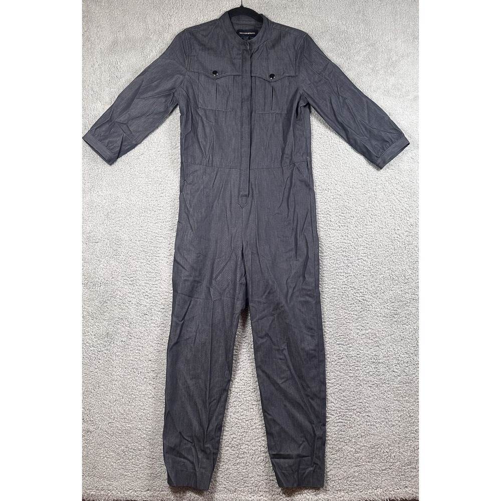 Vanessa Seward Jumpsuit Womens 38 Gray Zip Front Utility Boiler Suit Workwear